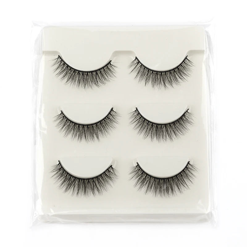 Natürliche, dramatische Katzenaugen-Wimpern – 3 oder 10 Paar halbe Wimpern schwarz