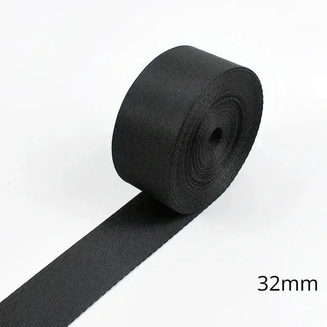 5M Schwarz Nylon Gurtband 10-100mm Rucksack Tasche Nähen DIY Projekte