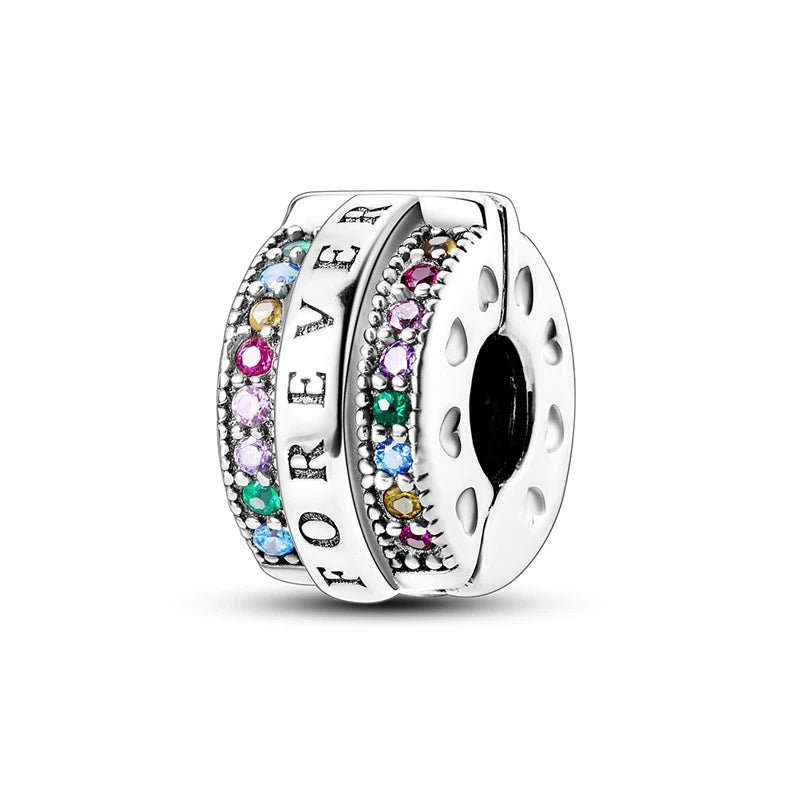 Romantische rosa 925 Silber Charms mit Zirkon – Herz - Parfüm Flasche Set