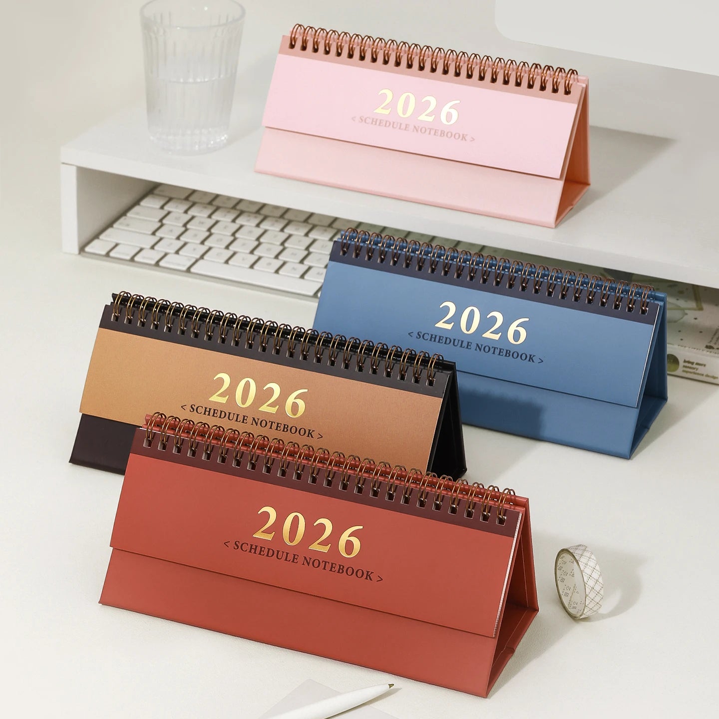 Kawaii 2026 Tisch- - Wandkalender, kompakt 60x210mm, 10/25–12/26, stilvoll organisiert
