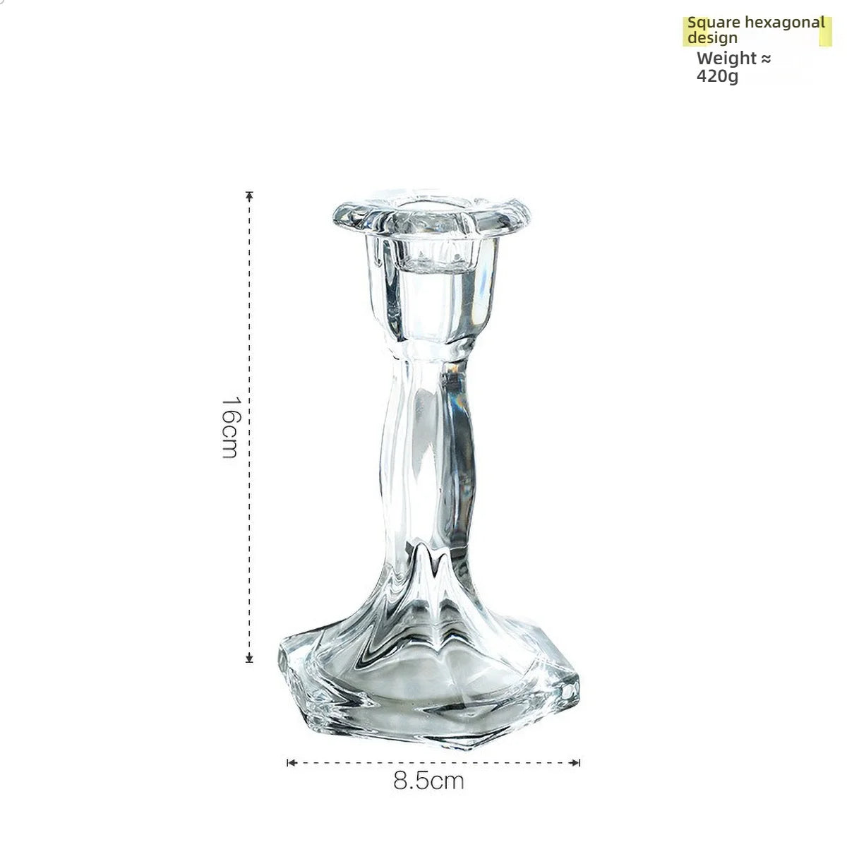 Transparenter Kerzendochthalter aus Glas als stilvoller Tischkerzenständer