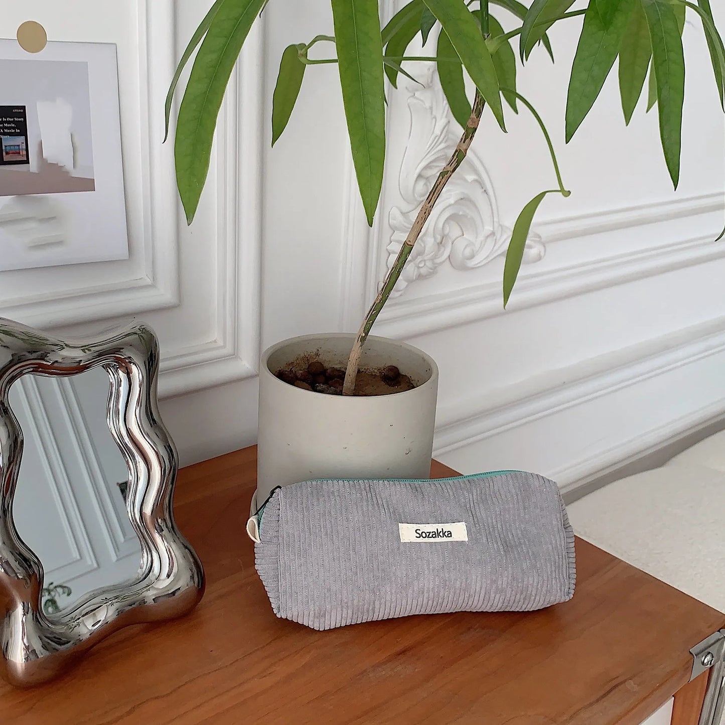 Retro Cord Kosmetik Federmäppchen Organizer Tasche für Reise und Alltag