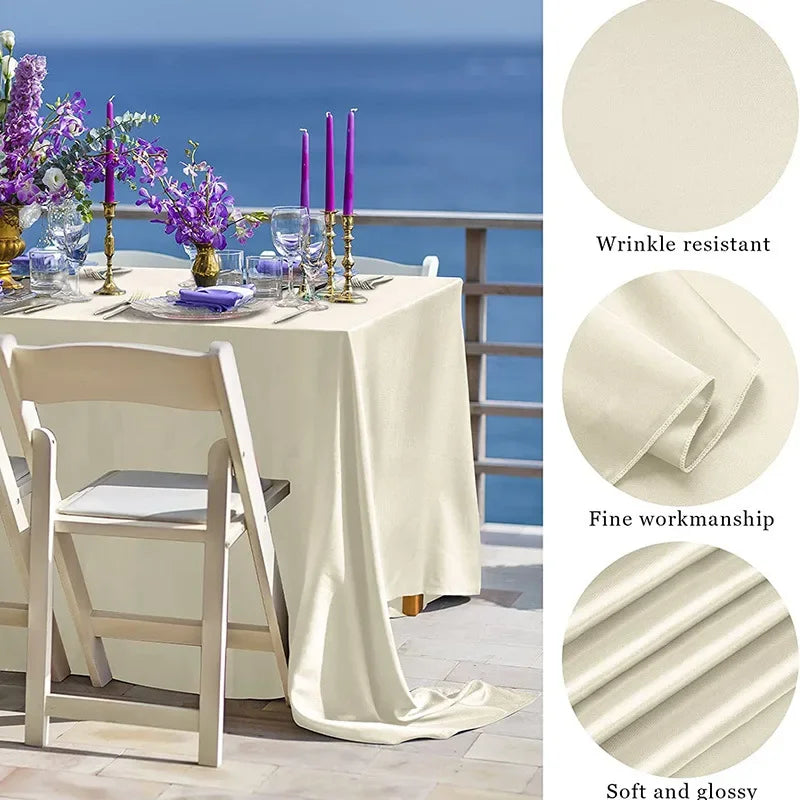 Rechteckige Hochzeitssatin Tischdecke Große Glatte Satin Tischdecke Für Feiern