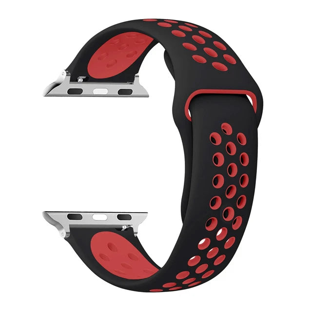Atmungsaktives Silikon-Sportarmband kompatibel mit Smartwatch 38-49 mm