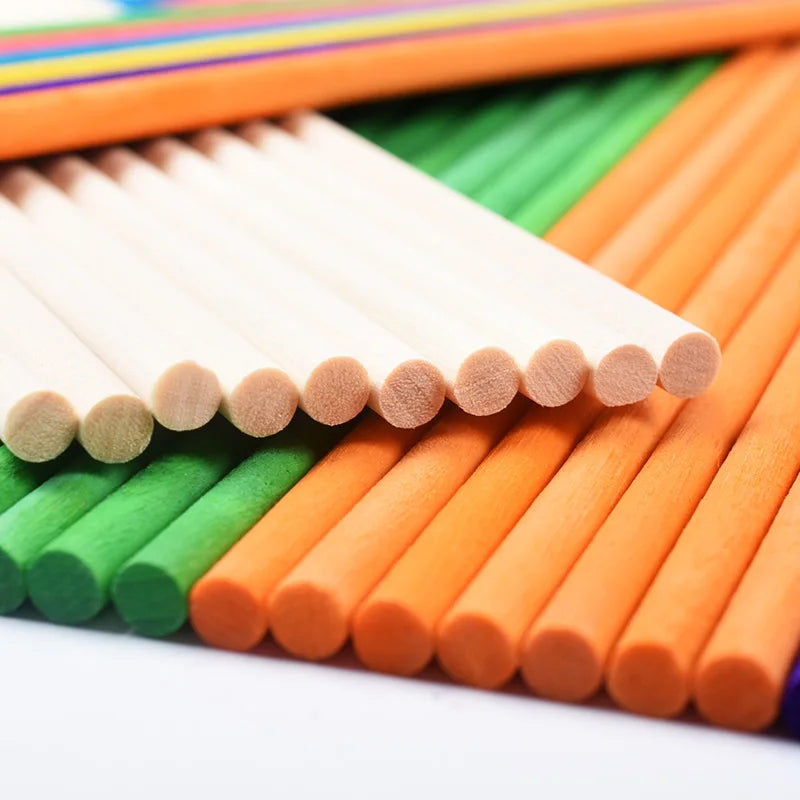 Vielseitige runde Holzstäbchen 10-20 cm – Natürliche Bastelhilfe, 50 Stück