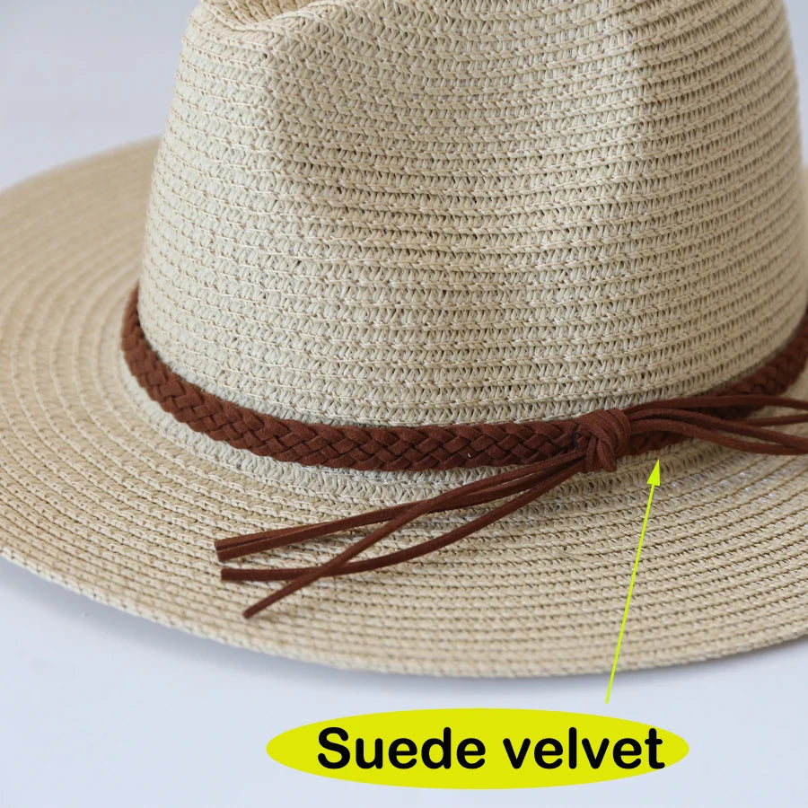 Stylischer Unisex Strohhut mit breiter Krempe – Leicht - UV-Schutz fürs Sommerlicht