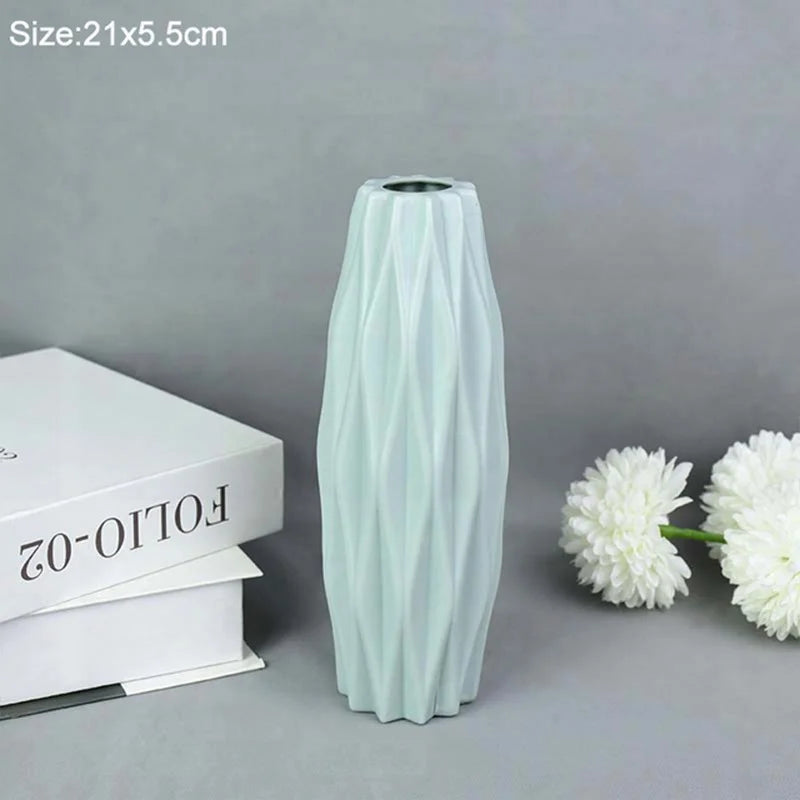 Moderne Kunststoff Blumenvase Weiß Rosa für Wohnraum Dekoration