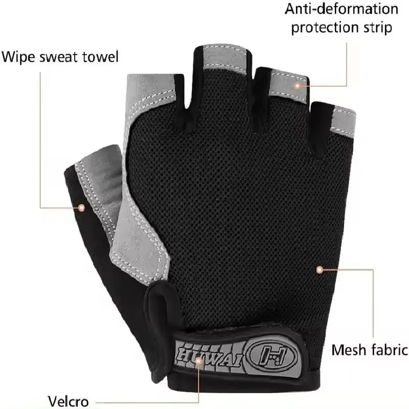 Atmungsaktive Anti-Rutsch Fitness- - Fahrradhandschuhe Halb Finger, 8 Farben