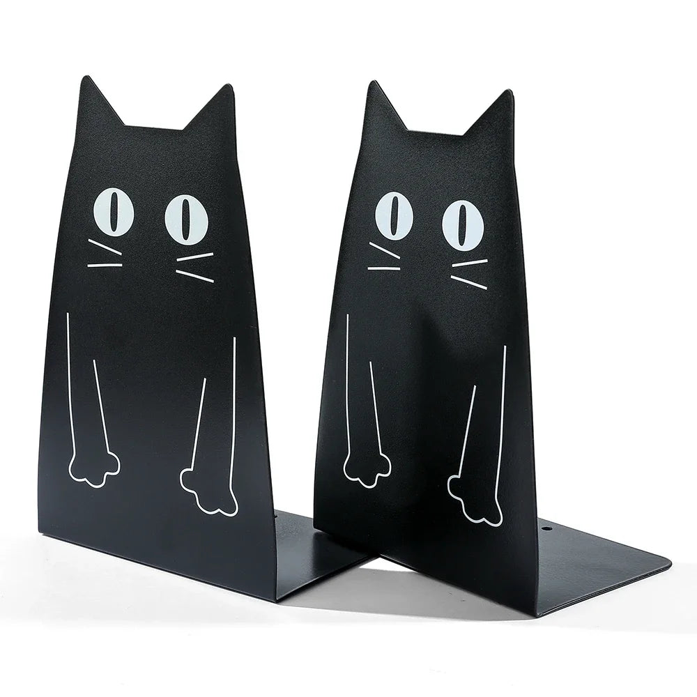 Schwarze Katzen-Buchstützen aus Metall für Schüler und Lehrer