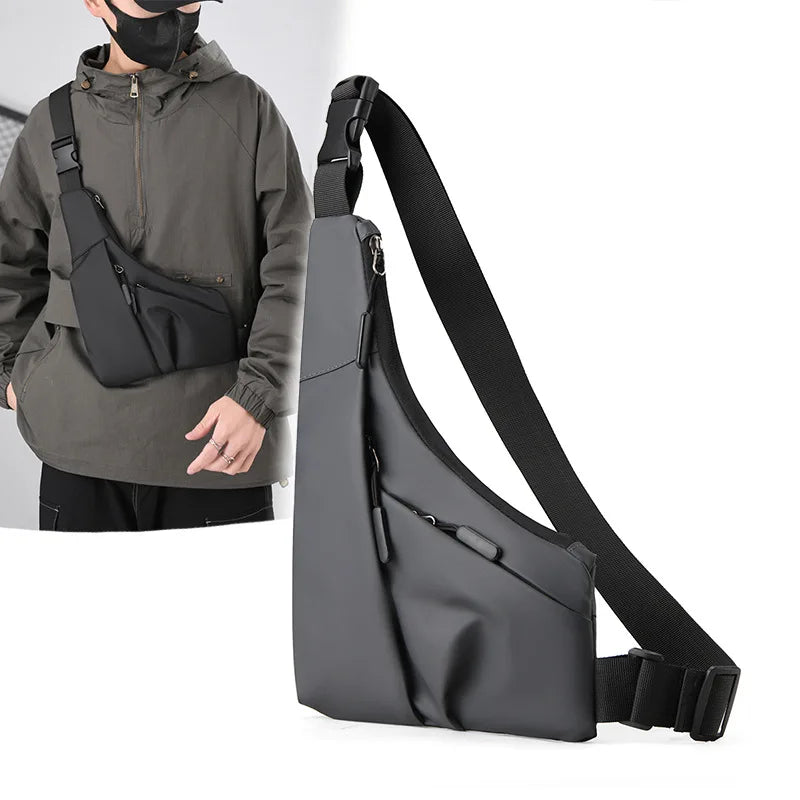 Sicher - Leicht: Anti-Diebstahl Brusttasche Herren aus wasserdichtem Nylon, Schwarz/Grau
