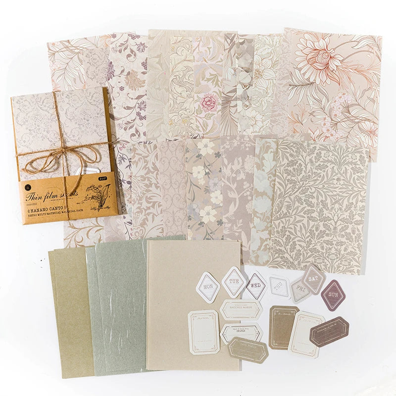 40 florale Vintage Papiere – Handgemacht - vielseitig für DIY - Scrapbooking