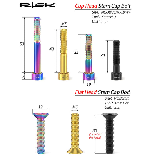 Fahrrad Titan Bolzen Schrauben M6x30-50 für Headset Vorbau Bremssattel