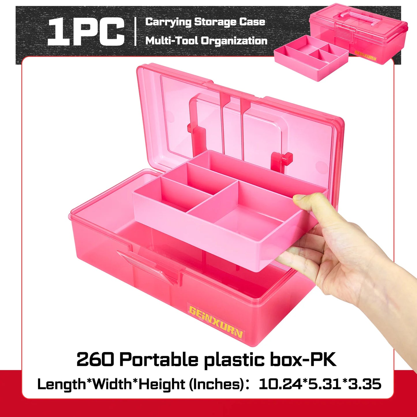 Wasserdichter, tragbarer Kleinteile-Organizer Rosa Kunststoffbox mit Trennwänden