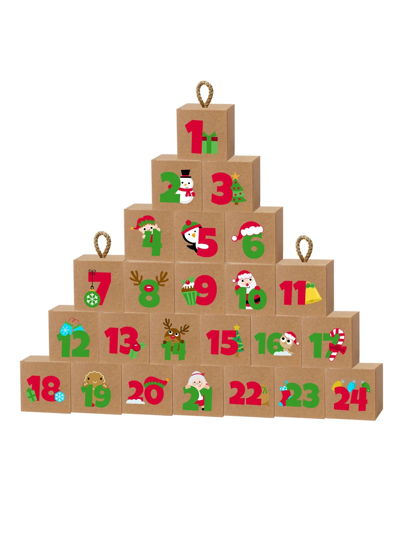 Weihnachts-Adventskalenderblöcke aus Holz mit 24-tägigem Countdown