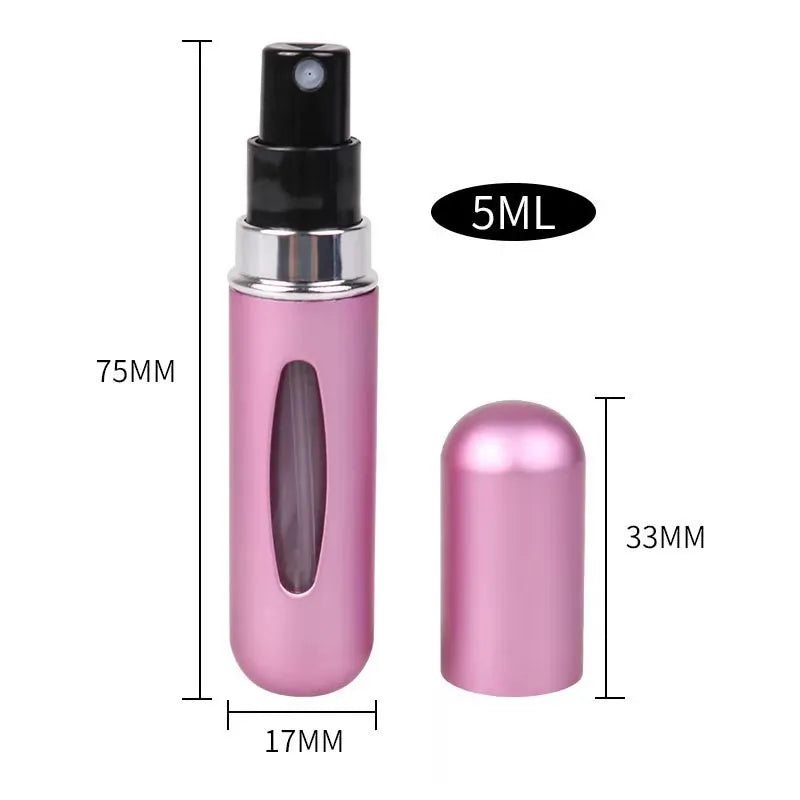 Praktische 5ml Mini Sprühflasche – Nachfüllbar, bunt - ideal für Reisen