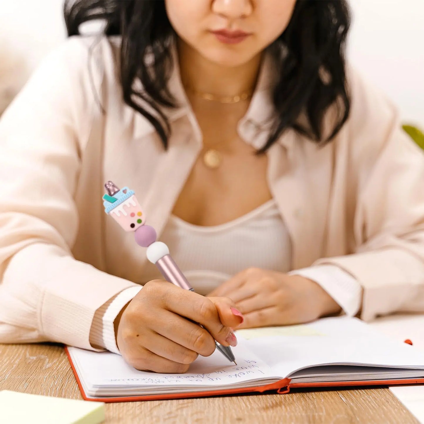 10er Set rosa Perlen Kugelschreiber – präzise 1,0 mm für Schule - Büro