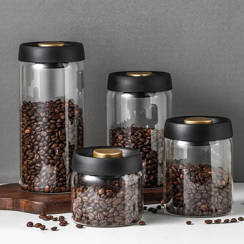 Frischegarantie für Kaffeebohnen: 501ml Vakuum-Glasbehälter, umweltfreundlich