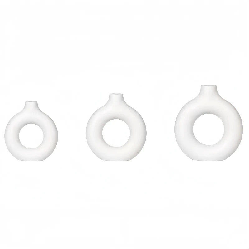 Moderne Reinweiße Donut Design Vase für stilvolle Tischdeko
