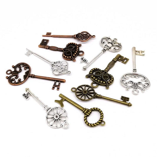 2er Set dekorative Metall-Schlüssel für Steampunk Schmuck DIY Basteln