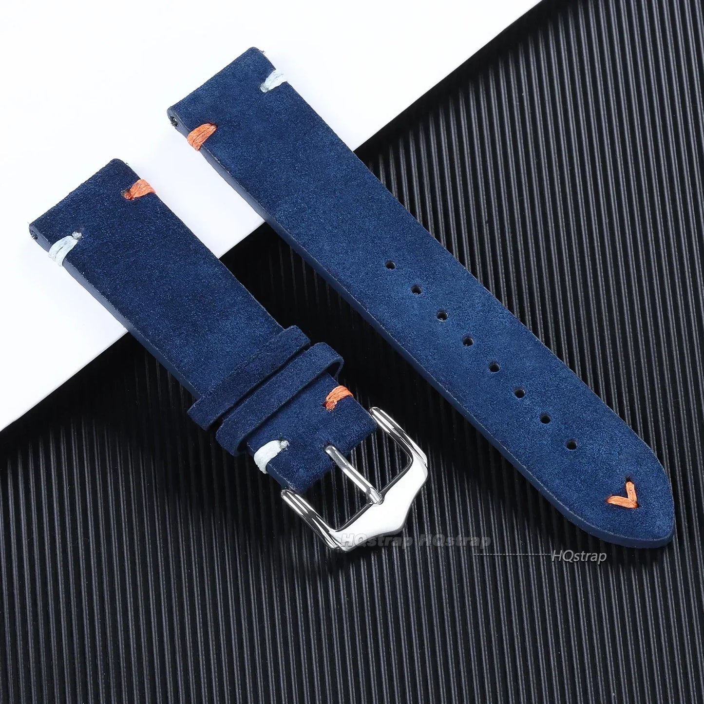 Wildlederarmband mit handgefertigten Nähten für Vintage Uhren 18-22mm