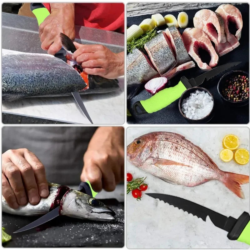 Edelstahl Ausbeinmesser mit Holzgriff für präzises Schneiden von Fisch und Fleisch