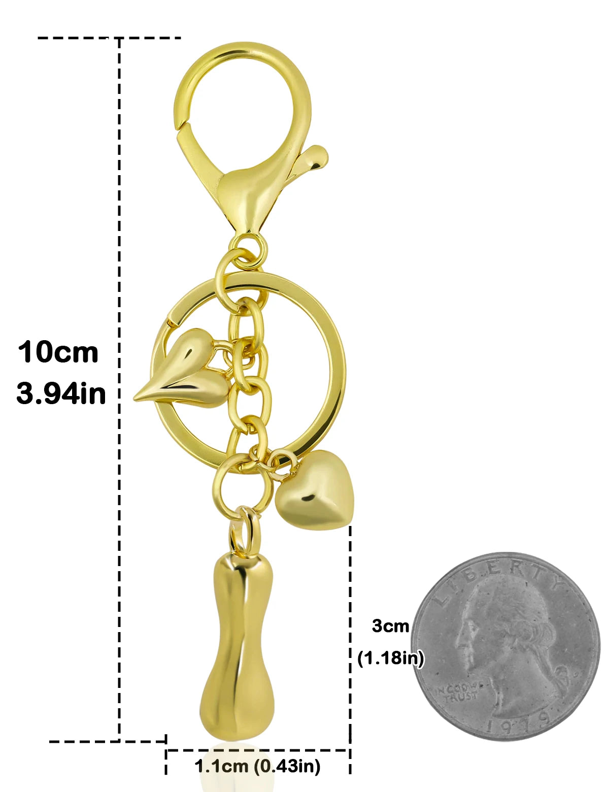 Personalisierter 18K Gold Schlüsselanhänger mit Herz – Blasenbuchstaben Damen