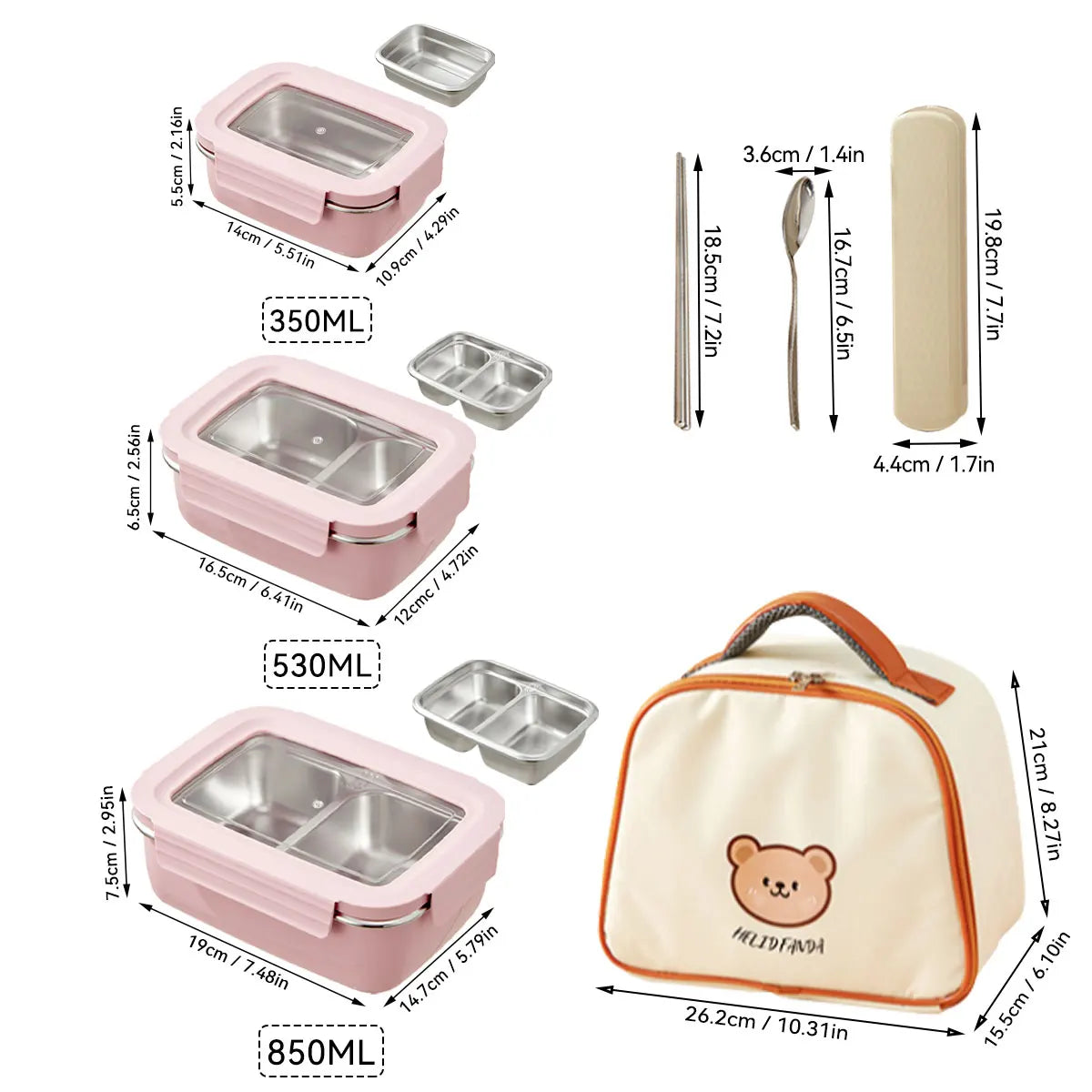 304 Edelstahl Geteilte Lunchbox – Mikrowelle, Dicht, für Schule & Büro