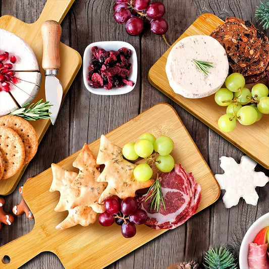 Bambus Schneidebrett mit Griff großes Holz Servierbrett Küche