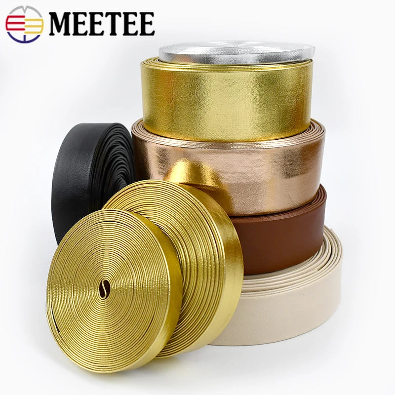 5 m PU Lederband 5-50 mm Gold Silber für DIY Schmuck Dekor Riemen