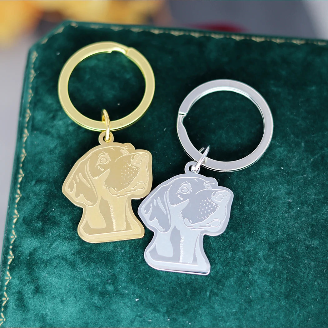 Eleganter Weimaraner Schlüsselanhänger aus Edelstahl – Glücksbringer in Silber - Gold