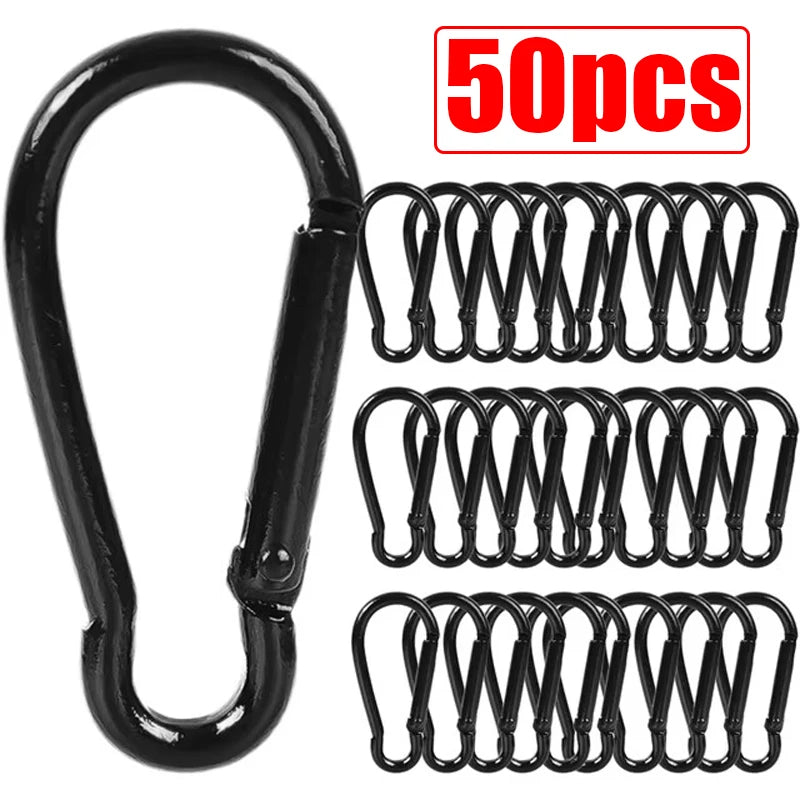 Robuste Mini Karabiner aus Aluminium, leicht - sicher – 10-50 Stück, Schwarz/Silber