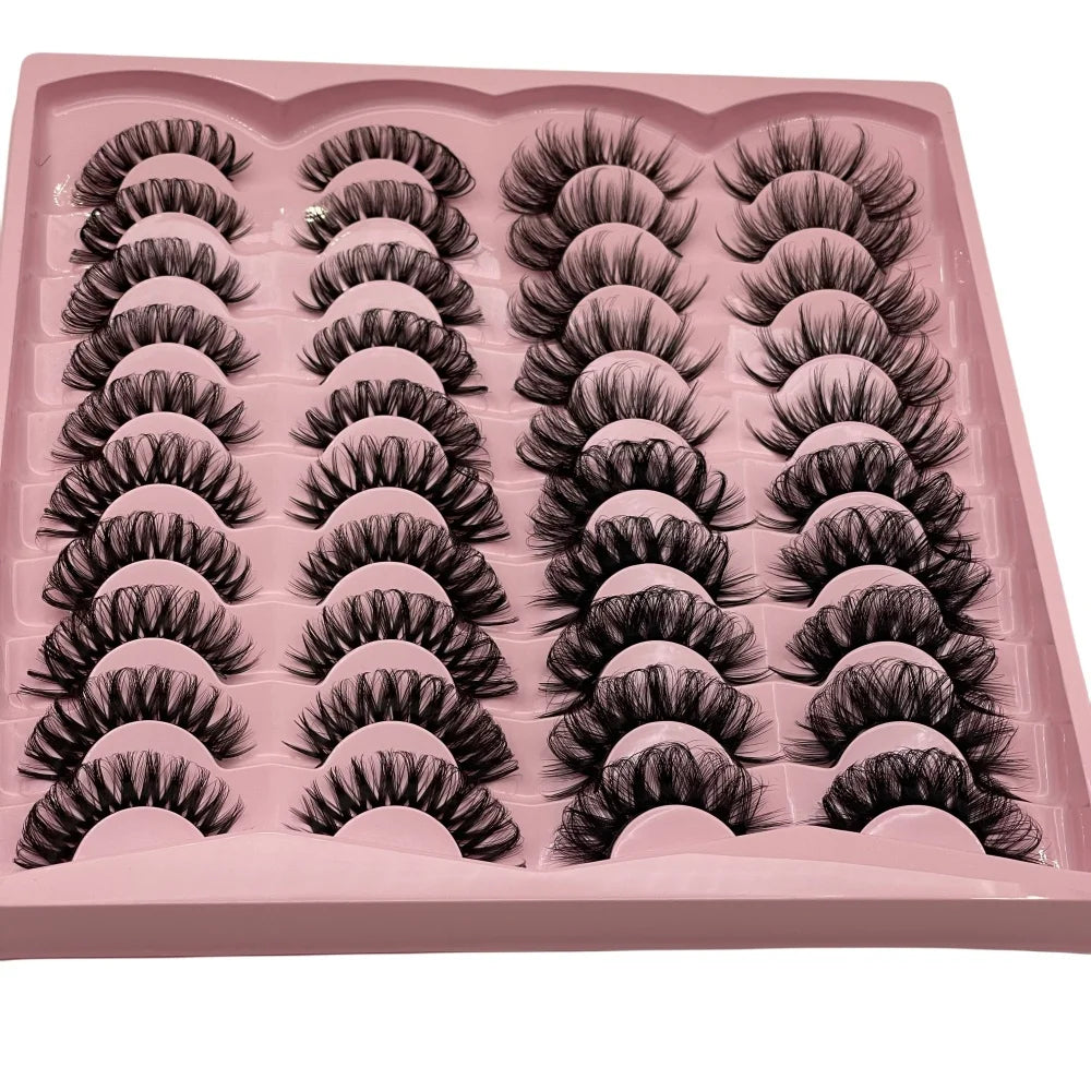 Natürliches Volumen: 20 Paar 3D-Falsche Wimpern aus sanftem synthetischem Haar