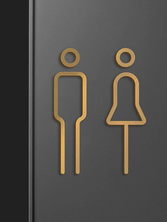 Elegantes WC-Schild Schwarz Gold aus Acryl – stilvolle Türkennzeichnung, 2er Set