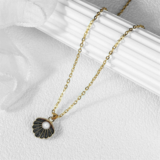 Boho Muschel Perlenanhänger Halskette mit verstellbarer O Kette