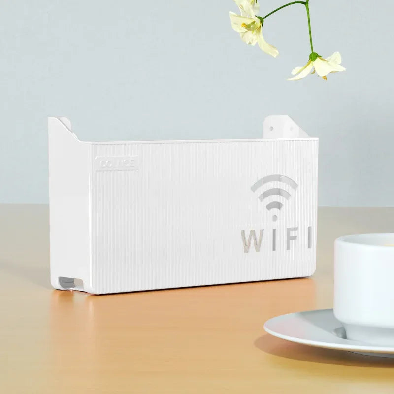Wandmontiertes WLAN-Router-Regal mit Kabelmanagement für Wohnzimmer