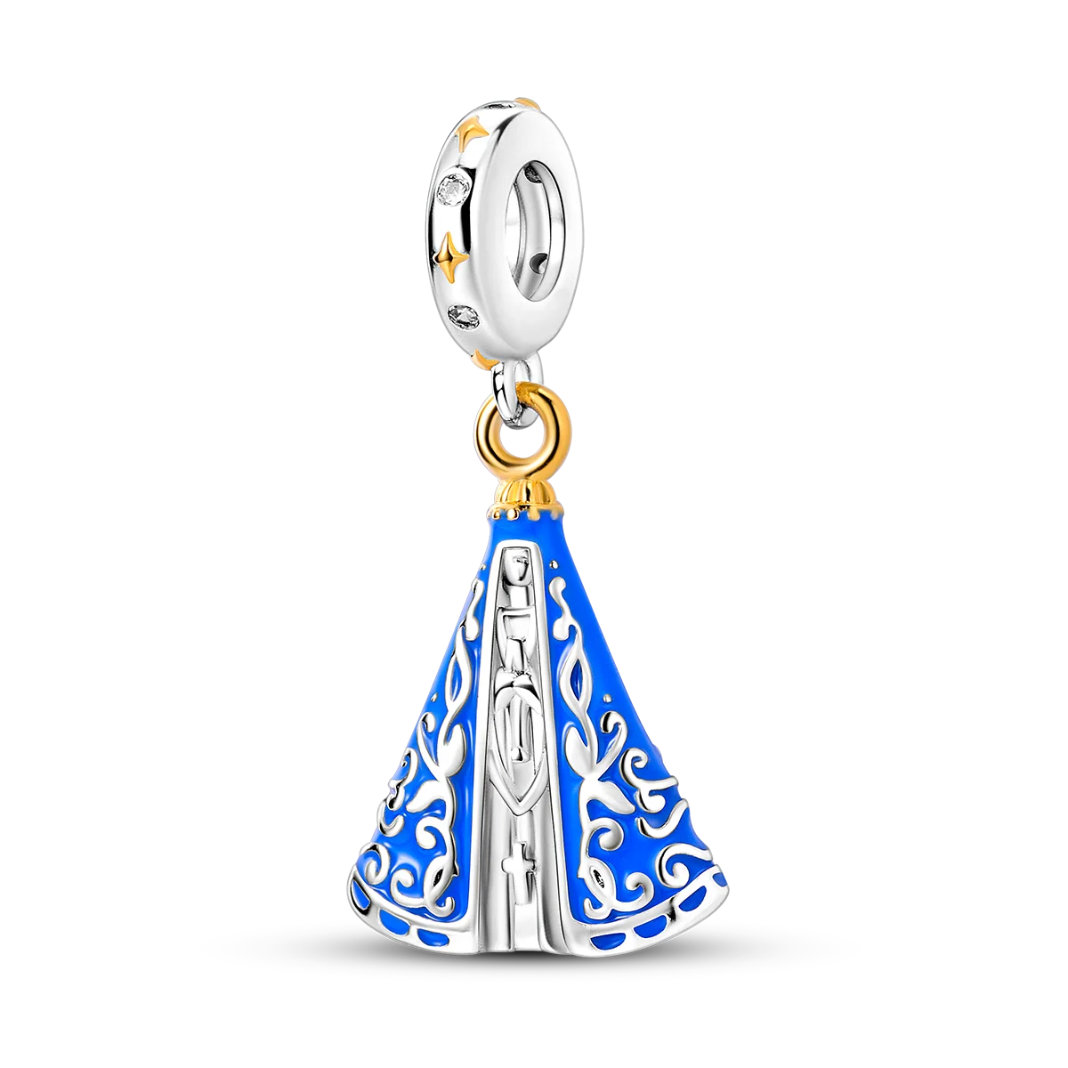 Edler Charm-Anhänger aus 925er Silber mit funkelndem blauem Zirkon – perfekt für DIY-Schmuck