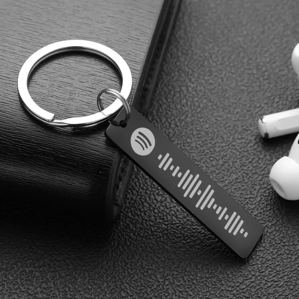 Personalisierter Spotify-Code Schlüsselanhänger gravierbar silber