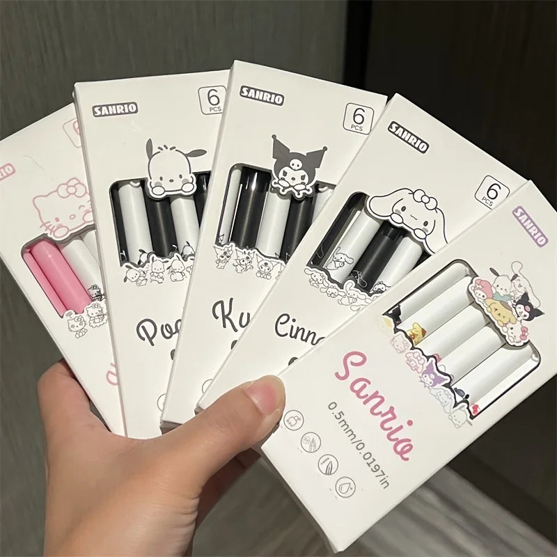 6-teiliges Gelstift-Set mit Hello Kitty - Co – Präzise 0,5mm, schnell trocknend