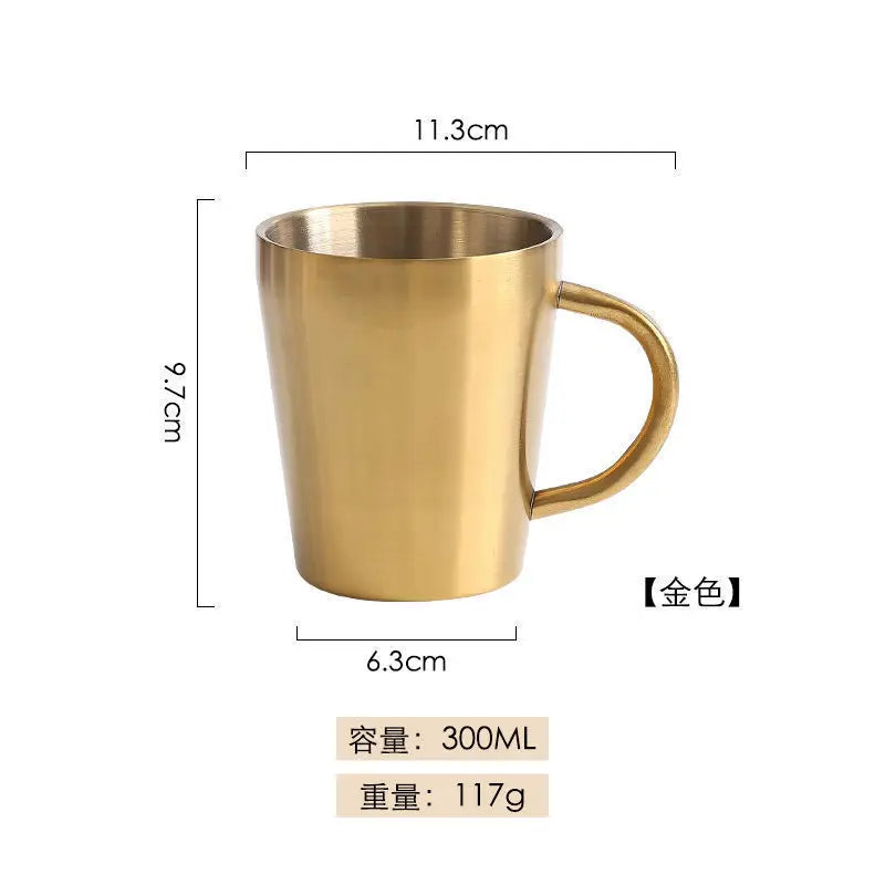 Doppelschicht 300ml Edelstahlbecher mit Griff – stilvoll - isolierend in Goldsplitter