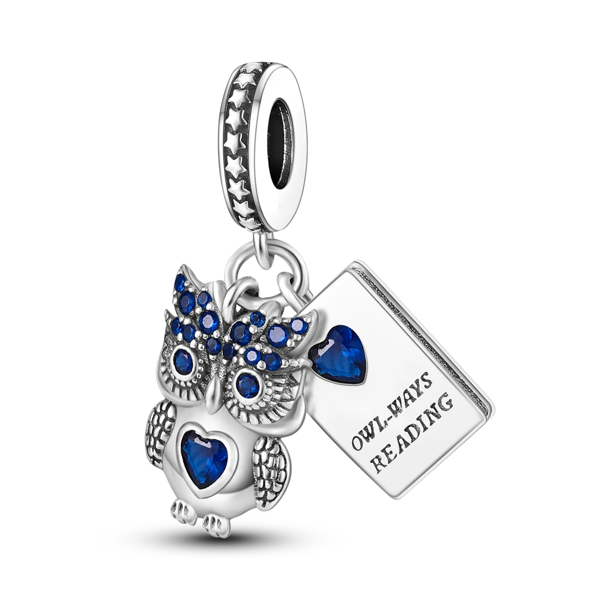 Edler Charm-Anhänger aus 925er Silber mit funkelndem blauem Zirkon – perfekt für DIY-Schmuck