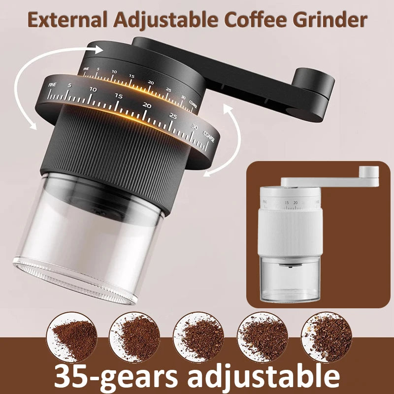 35-Gang manuelle Kaffeemühle mit verstellbarem Mahlwerk für Zuhause