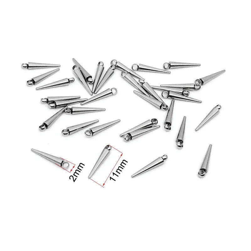 20 Edelstahl Kegel Anhänger Charms für DIY Halskette Schmuck 3x6 bis 5,5x18mm