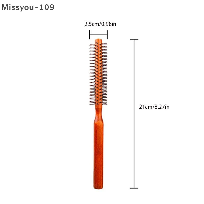 Runde Haarbürste mit Wildschweinborsten für lockiges Haar Styling