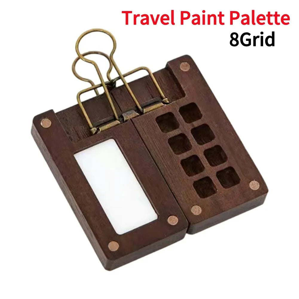 Tragbares Mini Aquarell-Palette Set mit Skizzenbuch und Binder-Clips