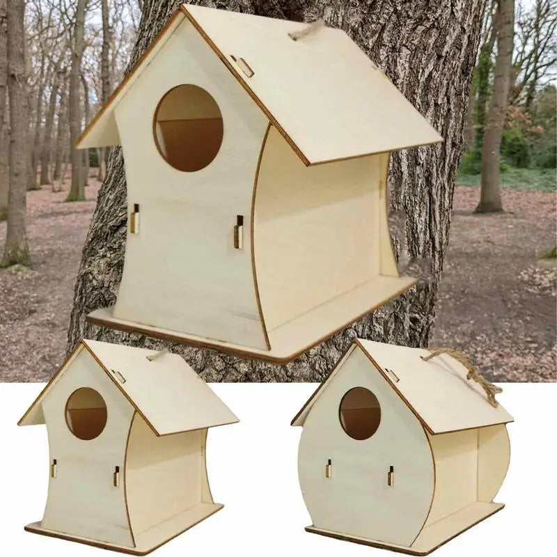 Hängendes Holz Vogelhaus für Garten mit rustikalem Design