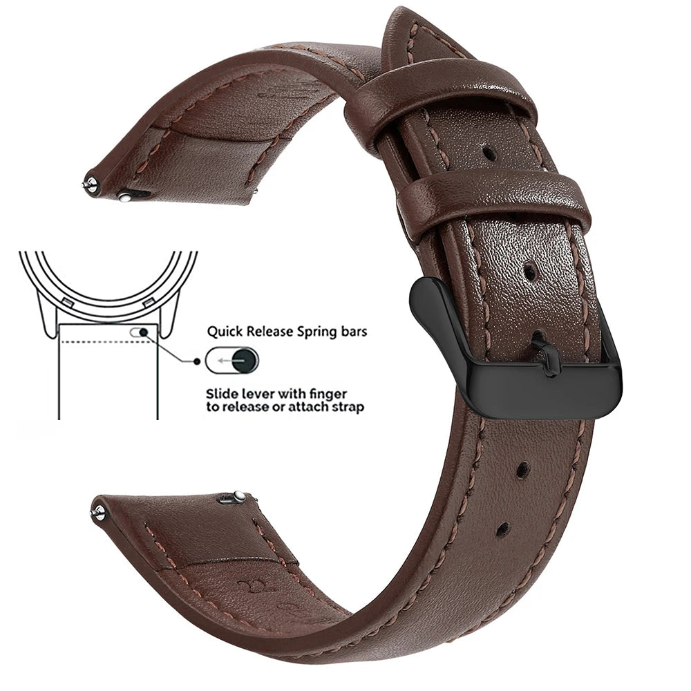 Echtleder Uhrenarmband Schnellverschluss 18/20/22mm für viele Smartwatches