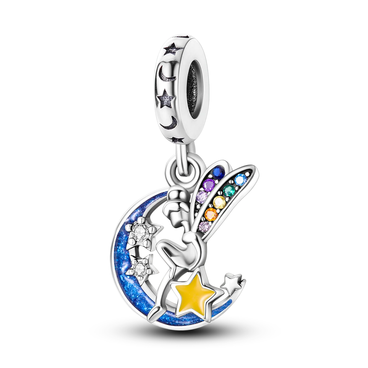 Edler Charm-Anhänger aus 925er Silber mit funkelndem blauem Zirkon – perfekt für DIY-Schmuck