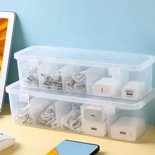 Transparente staubdichte Aufbewahrungsbox für Kabel und Karten