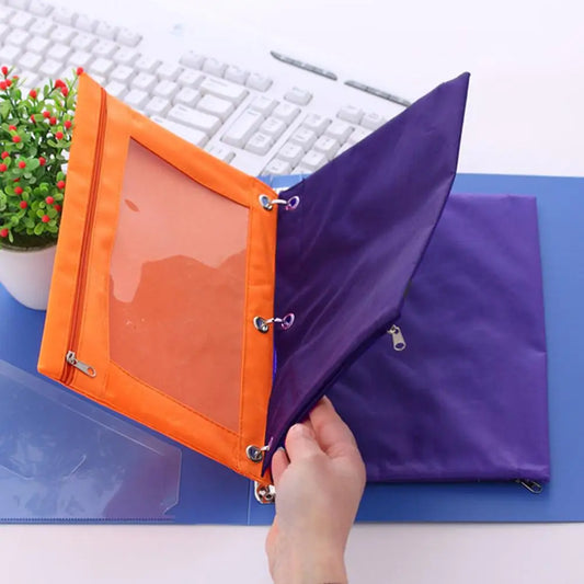 Transparentes Federmäppchen aus Oxford-Stoff für 3-Ring-Ordner, 25x18 cm