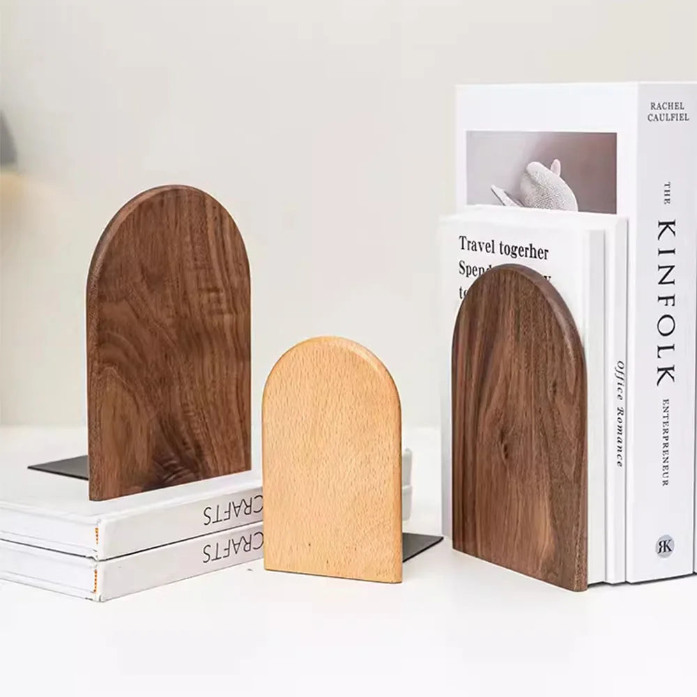 Natur Holz Buchstützen als Schreibtisch Organizer und Bücherhalter